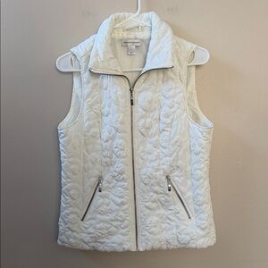 Christopher & Banks Ivory Quilted Vest with Zipper Details, Sz S